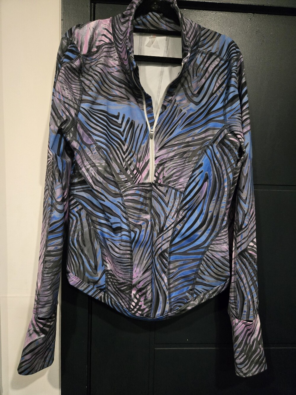 Women’s Long Sleeve Zip Active Top Zebra Print Free People Movement Large Nwot